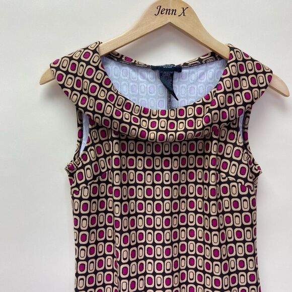 Alyn Paige Boat Neck Sleeveless A-line Dress Size S Geometric Multicolor - Picture 2 of 7